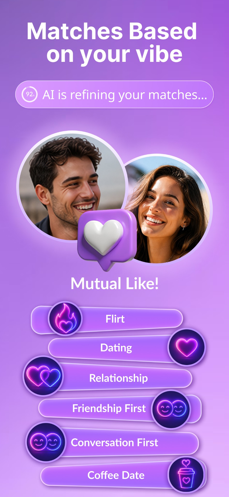 Matches based on your vibe screenshot